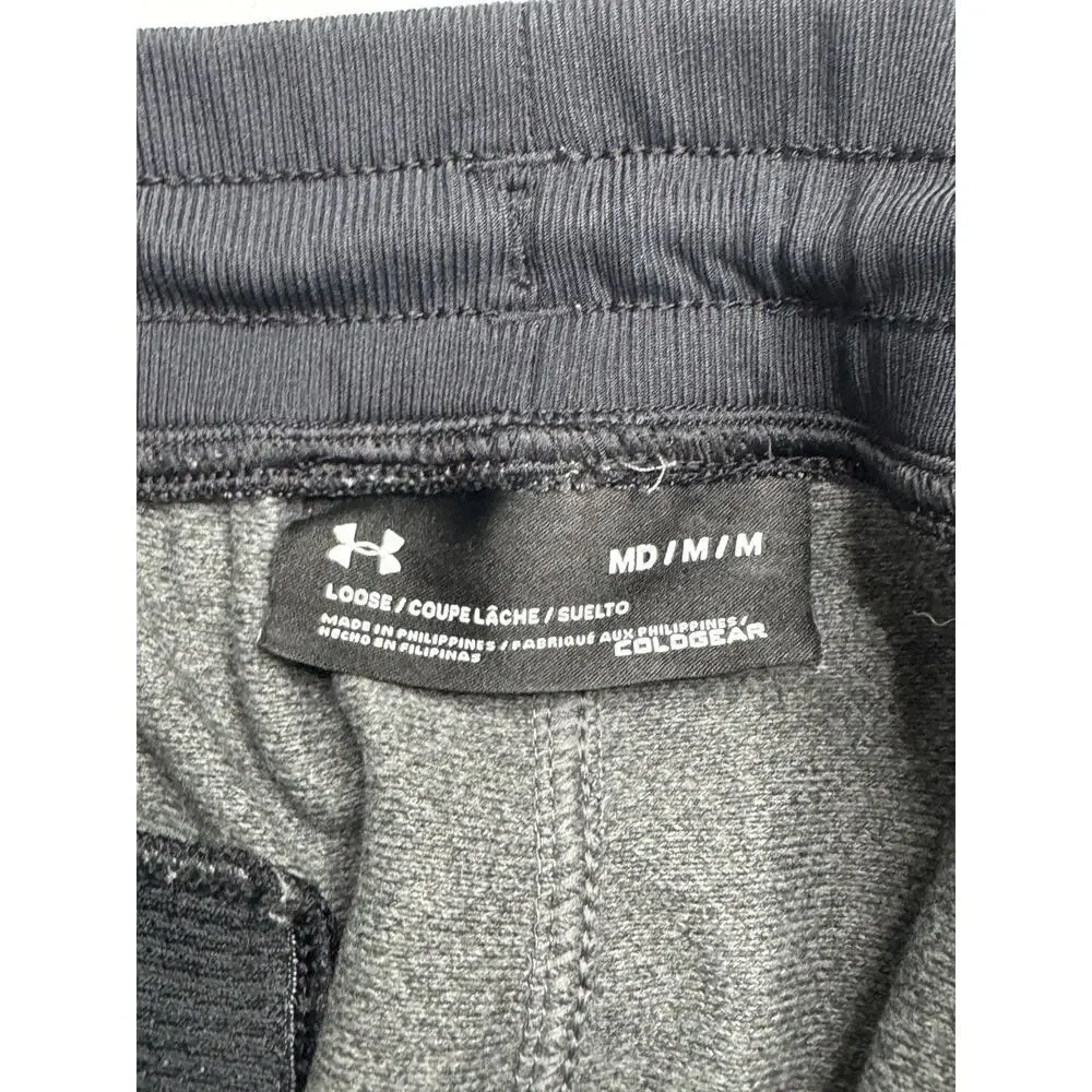 Under Armour Mens Medium Loose Jogger Pants Gray Athletic Zip Pocket Sweatpants